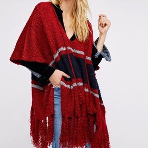 Free People Juno Boucle Poncho in Red